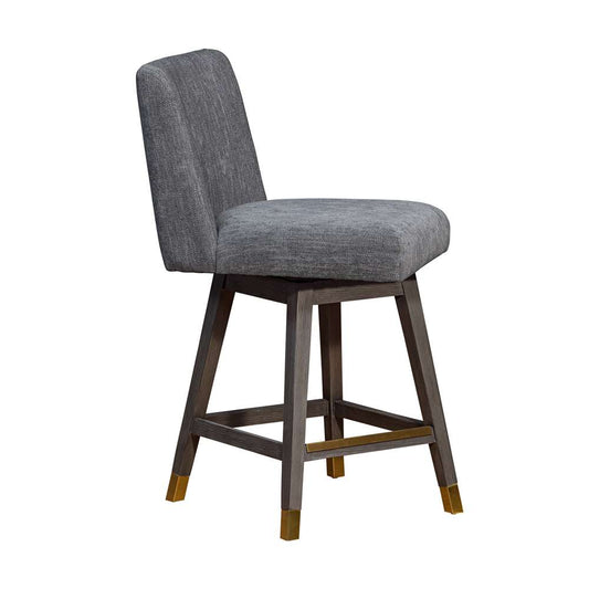 Armen Living - Basila Swivel Counter Stool in Grey Oak Wood Finish with Grey Fabric - 840254332232 veiw 2
