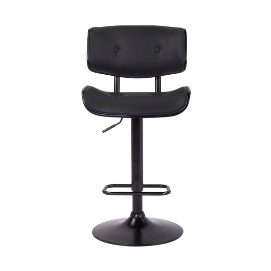 Armen Living - Brooklyn Adjustable Swivel Black Faux Leather and Black Wood Bar Stool with Black Base - LCBRBABLBL veiw 2