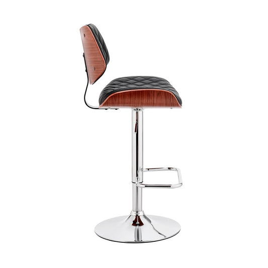 Armen Living - Leland Adjustable Black Faux Leather and Chrome Finish Bar Stool - LCLEBAWABL veiw 2