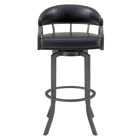 Armen Living - Pharaoh Swivel 30in Mineral Finish and Black Faux Leather Bar Stool - 721535743346 veiw 2