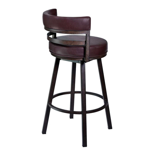 Armen Living - Titana 30in Barstool in Auburn Bay finish with Brown Pu upholstery - 721535746859 veiw 2