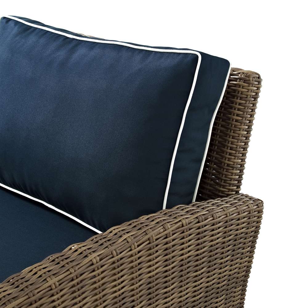 Crosley Furniture - Bradenton 2Pc Outdoor Wicker Armchair Set Navy/ Weathered Brown - Armchair & Ottoman - KO70181WB-NV veiw 6