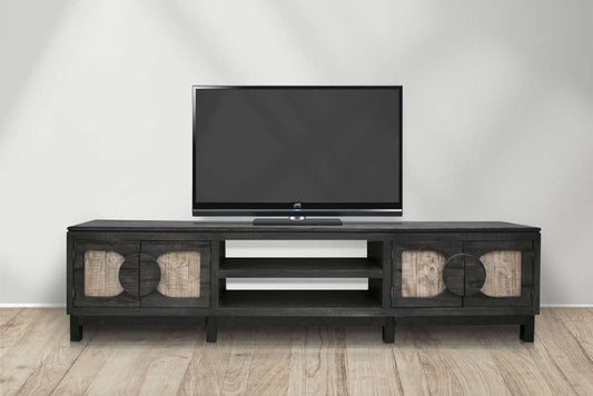 IFD - Cosala 4 Doors & Shelves, 93in TV Stand, w/ Black Finish - IFD8081STN93BK veiw 2