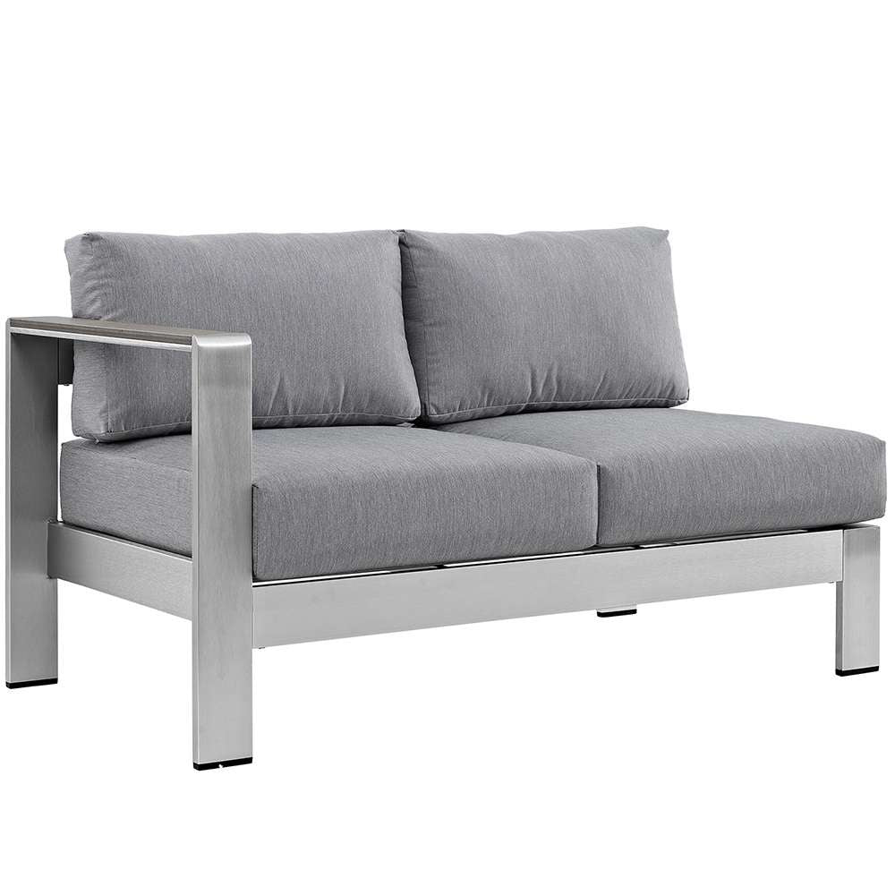 Modway - Shore Left-Arm Corner Sectional Outdoor Patio Aluminum Loveseat - EEI-2265-SLV-GRY veiw 1