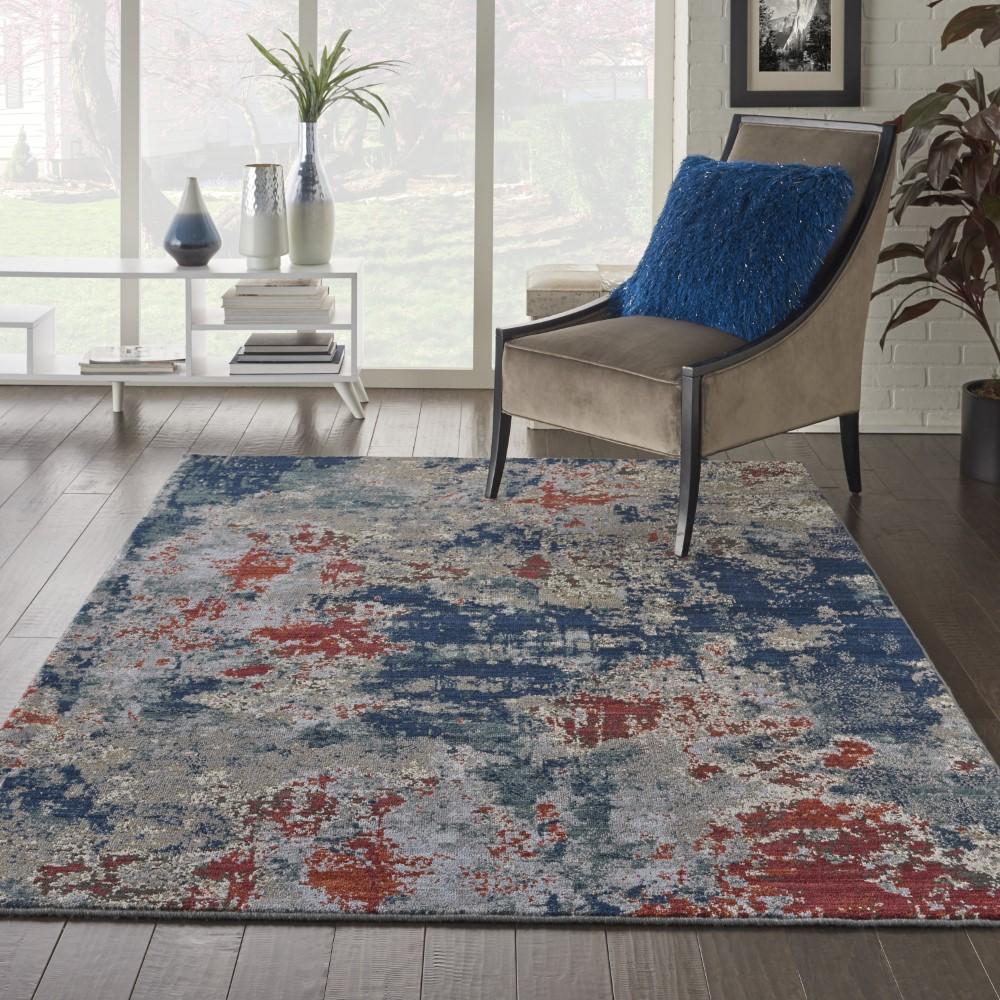 Nourison - Artworks ATW01 Blue and Red 56in x 8 Abstract Area Rug - ATW01-99446710635_CLOSEOUT veiw 2