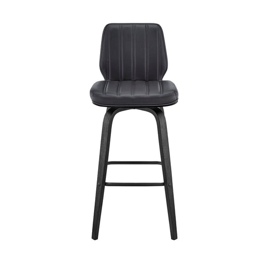 Armen Living - Renee 30in Swivel Grey Faux Leather and Black Wood Bar Stool - LCRNBABLGR30 veiw 2