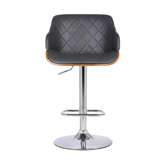 Armen Living - Toby Grey Faux Leather Adjustable Height Swivel Walnut Wood and Chrome Bar Stool - LCTOSWBAWAGR veiw 2