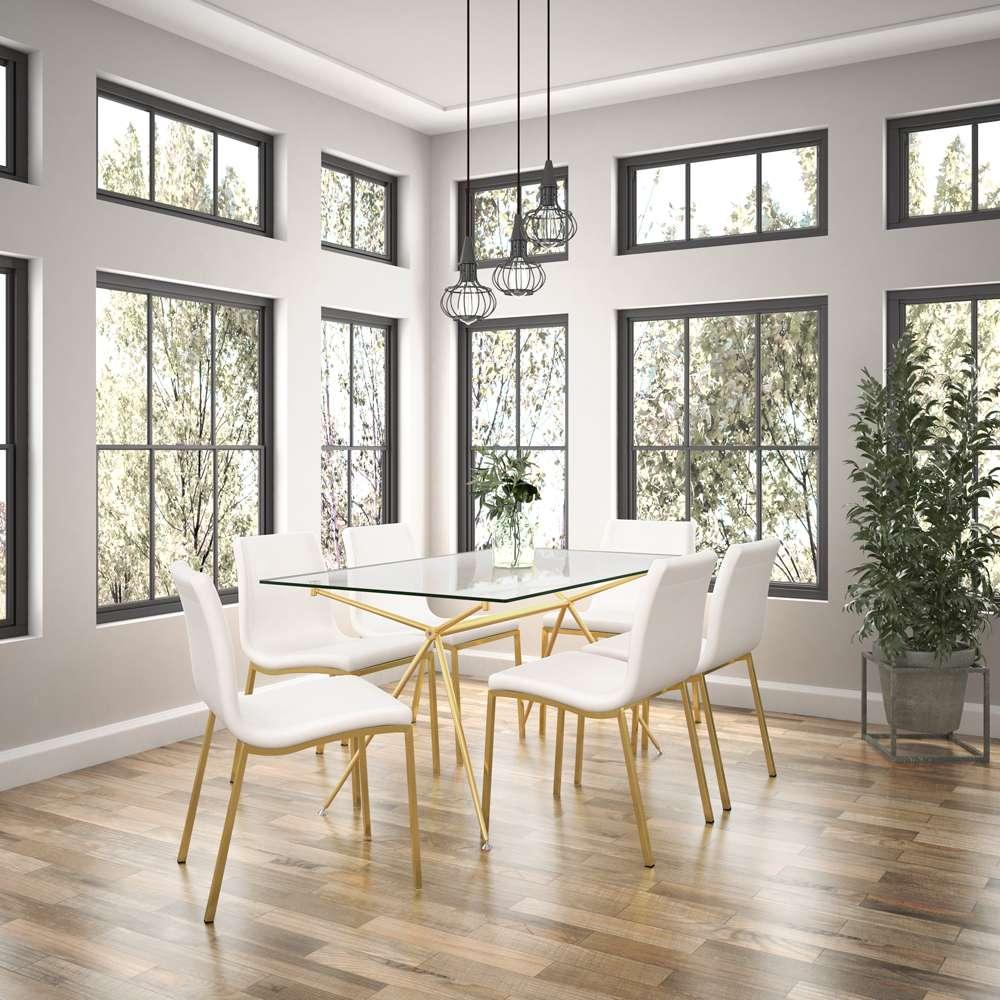 Euro Style - Scott Side Chair in White with Matte Brushed Gold Legs (Set of 2) - 80960WHTMBG veiw 8