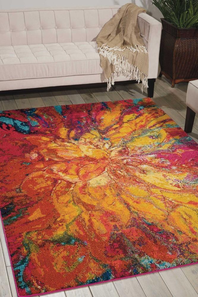 Nourison - Celestial CES03 Red and Gold 53in x 73in Colorful Area Rug - CES03-99446337818_CLOSEOUT veiw 2