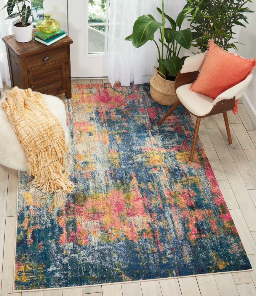 Nourison - Celestial CES09 Blue Multicolor 53in x 73in Colorful Area Rug - CES09-99446408921 veiw 2