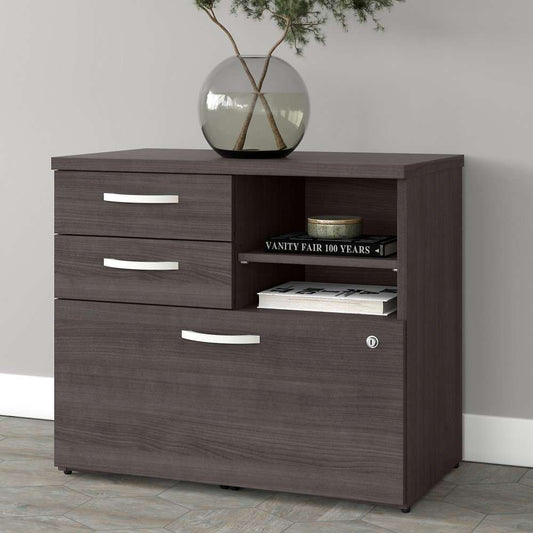 Bush Furniture - Studio A Office Storage Cabinet with Drawers and Shelves in Storm Gray - SDF130SGSU-Z veiw 2
