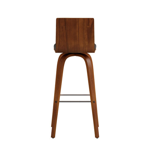 Armen Living - Vienna 30in Bar Height Swivel Grey Faux Leather and Walnut Wood Bar Stool - LCVIBAGRWA30 veiw 2