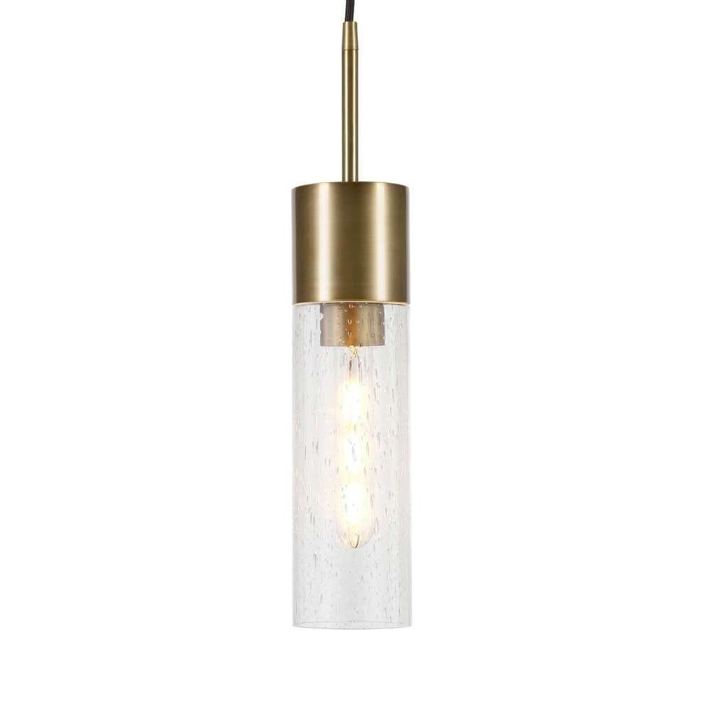 Hudson & Canal - Lance 3.5in Wide Pendant with Glass Shade in Brass/Seeded - PD0583 veiw 4