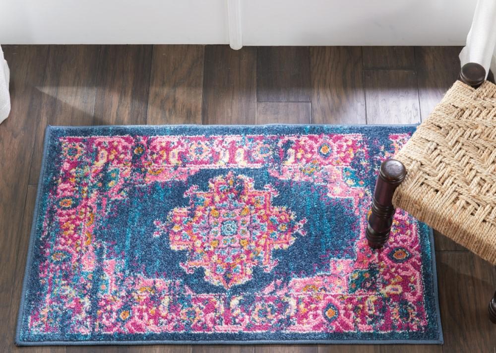 Nourison - Passion 22in x 34in Blue and Pink Small Boho Area Rug - PSN03-99446396853 veiw 3