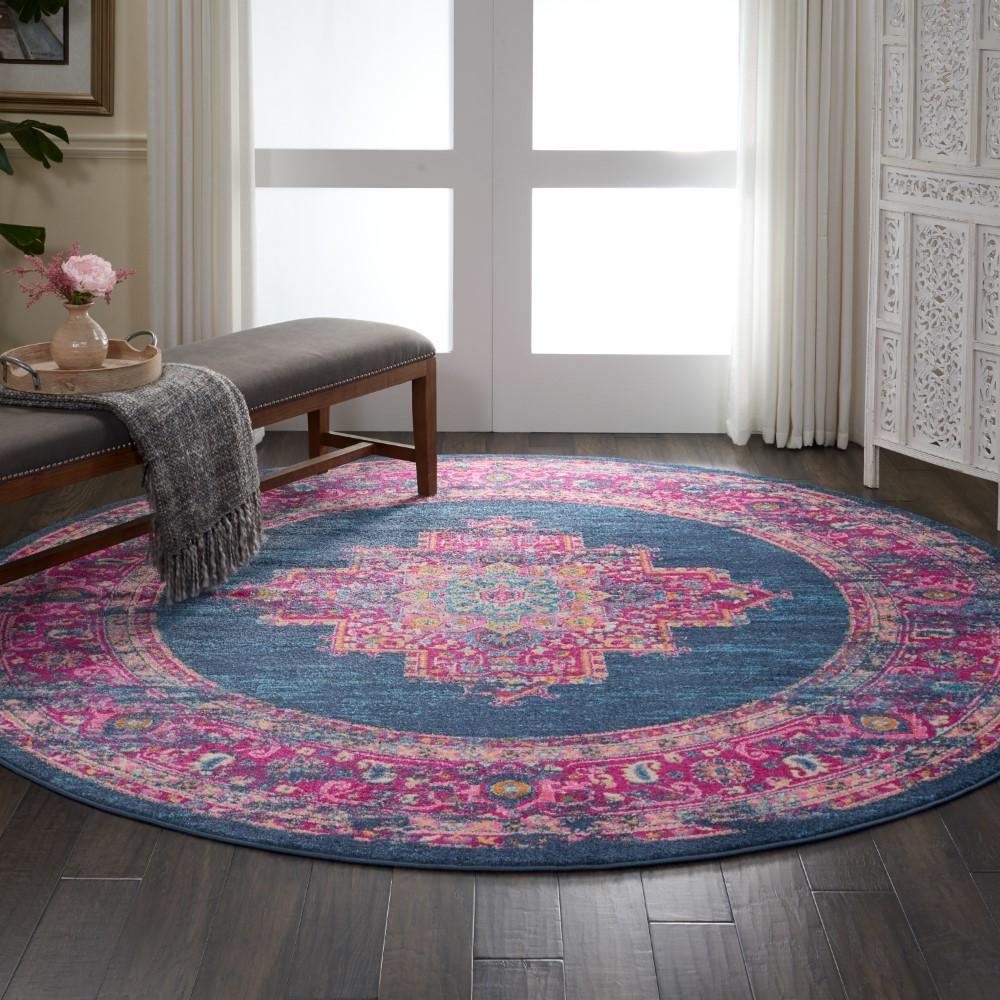 Nourison - Passion PSN03 Blue and Pink 8 x Round Large Rug - PSN03-99446469250 veiw 2
