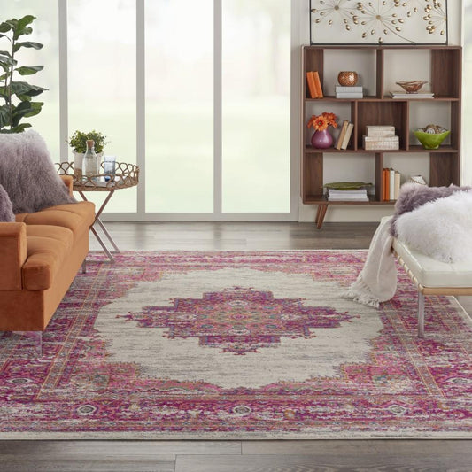 Nourison - Passion PSN03 Pink and White 67in x 96in Large Rug - PSN03-99446388186 veiw 2