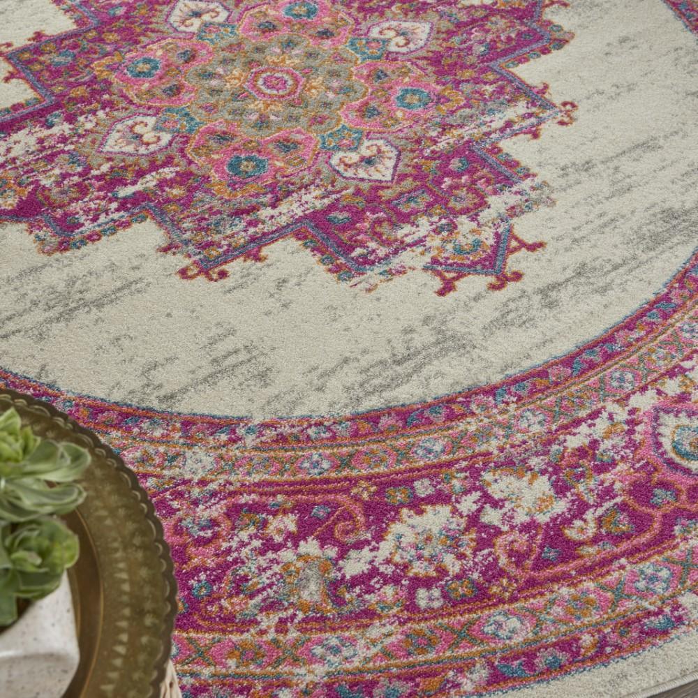 Nourison - Passion PSN03 Pink and White 8 x Round Large Rug - PSN03-99446259677 veiw 3