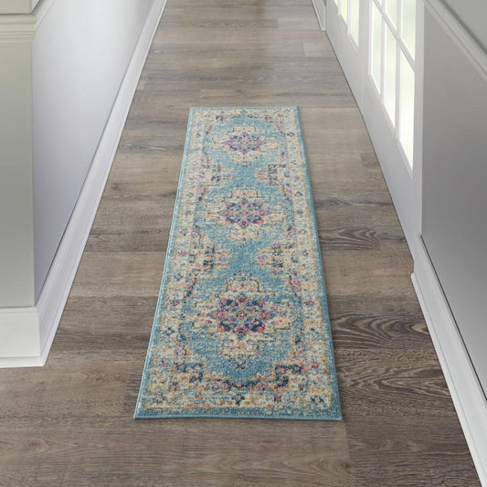 Nourison - Passion 110in x 6 Ivory Light Blue Area Rug - PSN03-99446477507 veiw 2