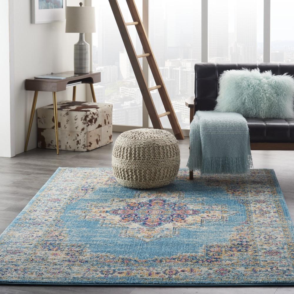 Nourison - Passion 53in x 73in Ivory Light Blue Area Rug - PSN03-99446477217 veiw 2