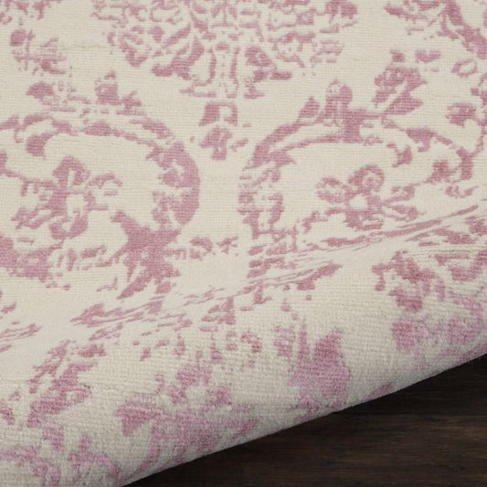 Nourison - Jubilant JUB09 White and Pink 23in x 73in Low-pile Hallway Rug - JUB09-99446221360 veiw 2