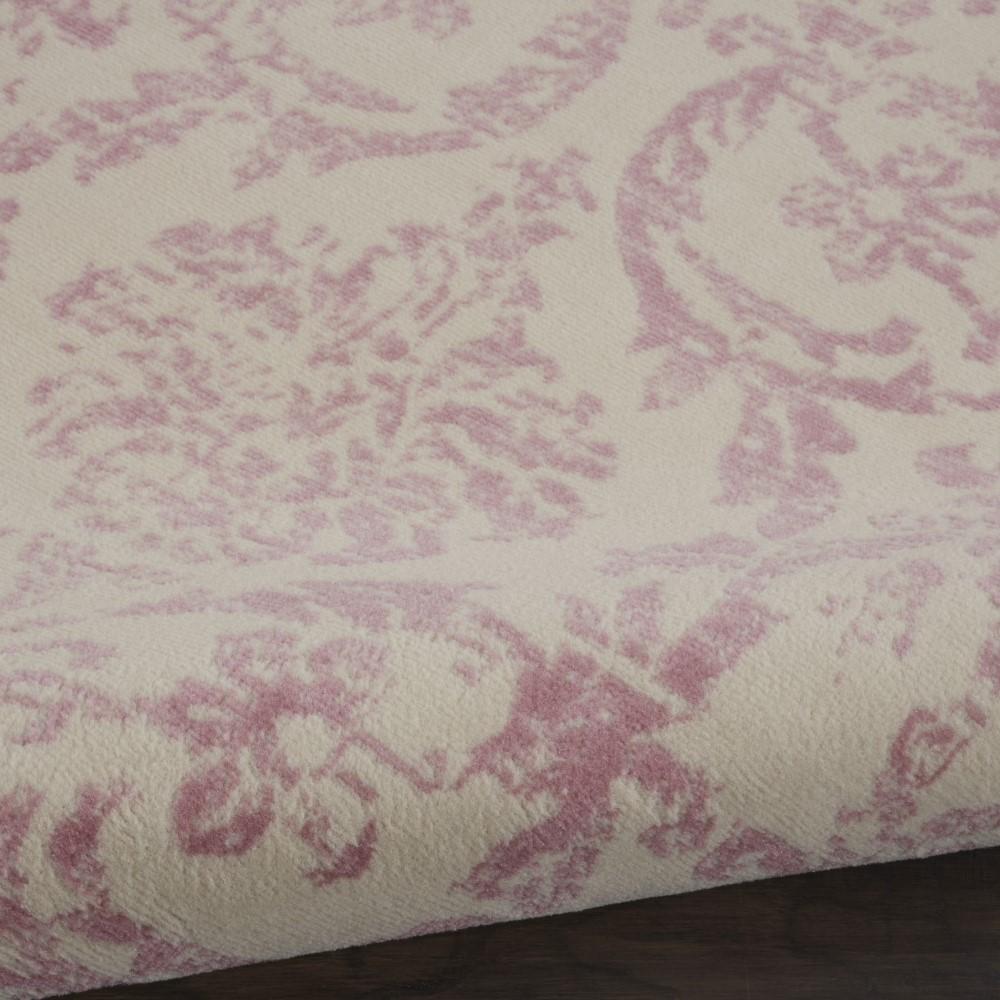 Nourison - Jubilant JUB09 White and Pink 53in x Round Farmhouse Area Rug - JUB09-99446478832 veiw 2