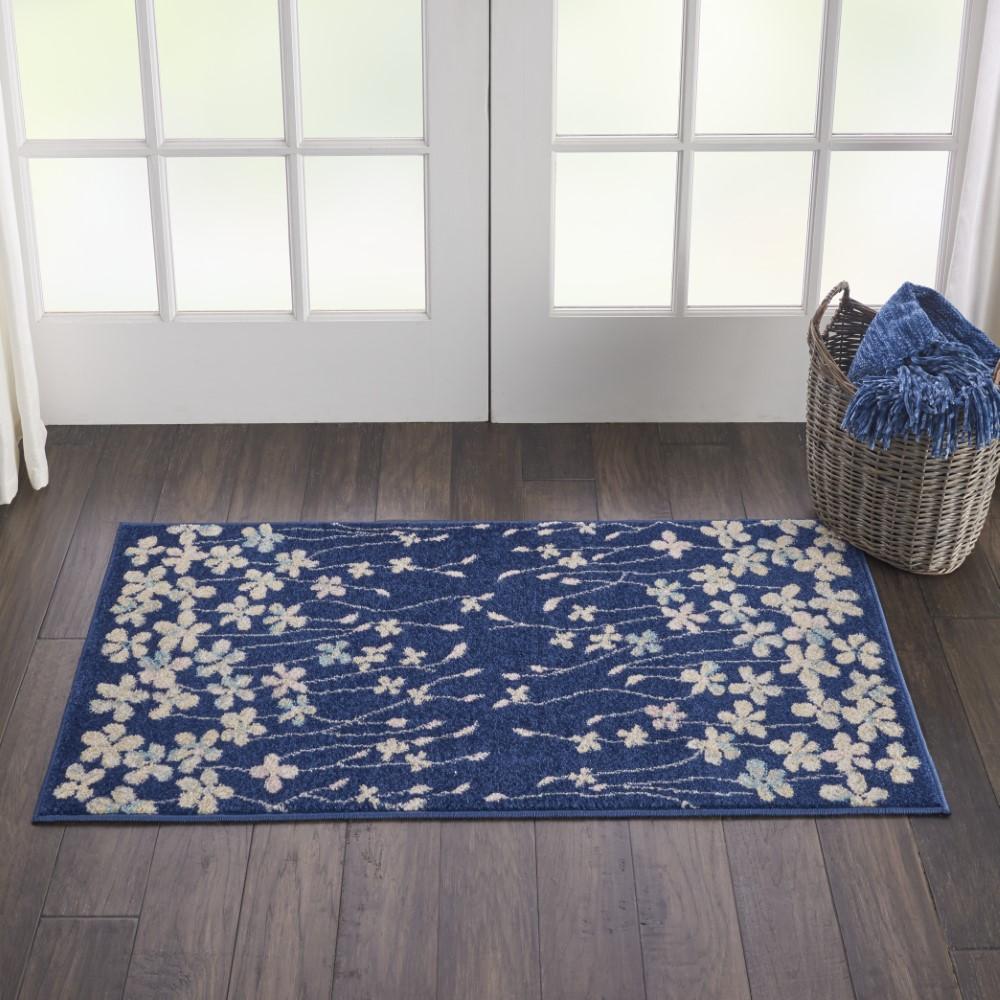 Nourison - Tranquil 2x4 Navy Blue Floral Small Rug - TRA04-99446484383 veiw 3