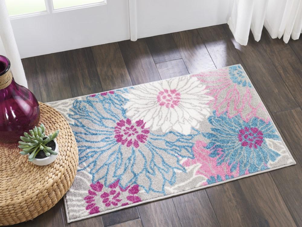 Nourison - Passion 22in x 34in Pink and Bone Small Floral Area Rug - PSN17-99446403124 veiw 3