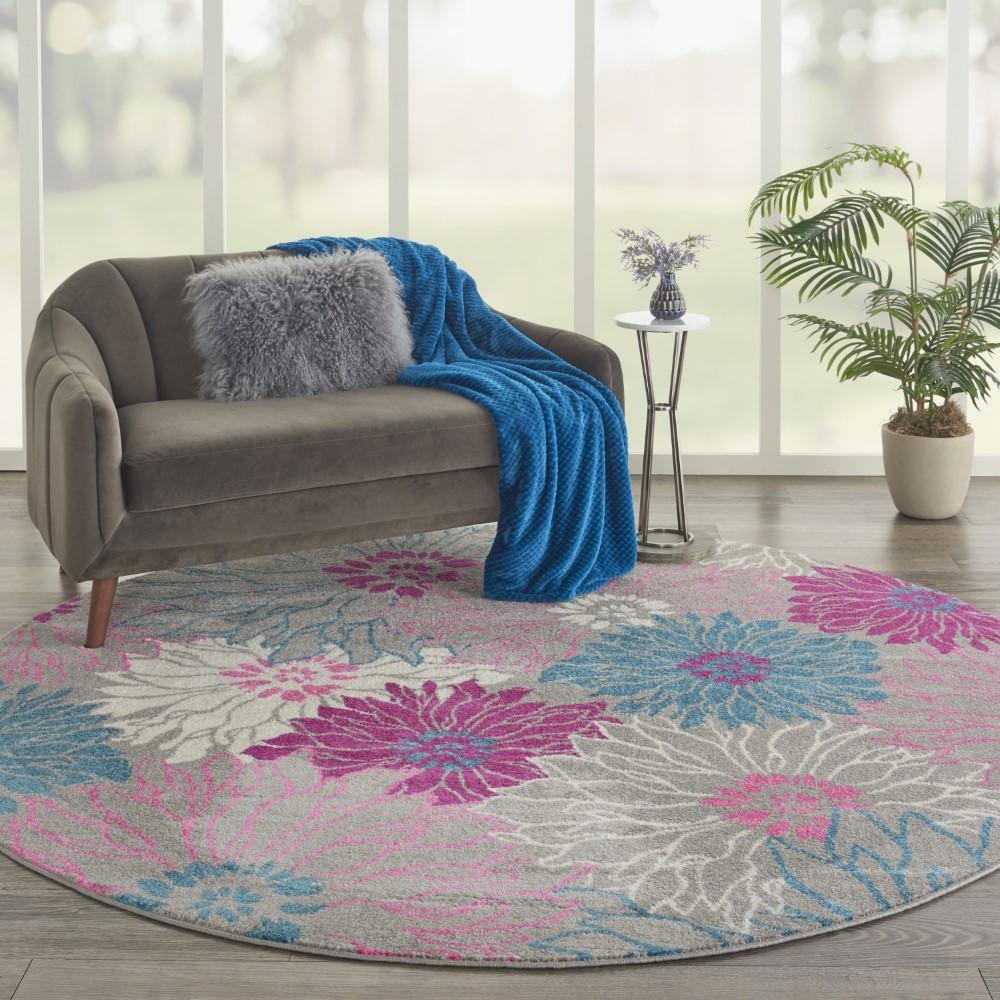 Nourison - Passion PSN17 Pink and Bone 8 x Round Floral Area Rug - PSN17-99446765178 veiw 2