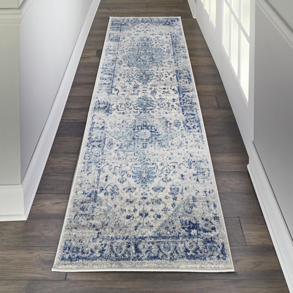 Nourison - Tranquil TRA06 Navy Blue and White 23in x 73in Hallway Rug - TRA06-99446485526 veiw 2