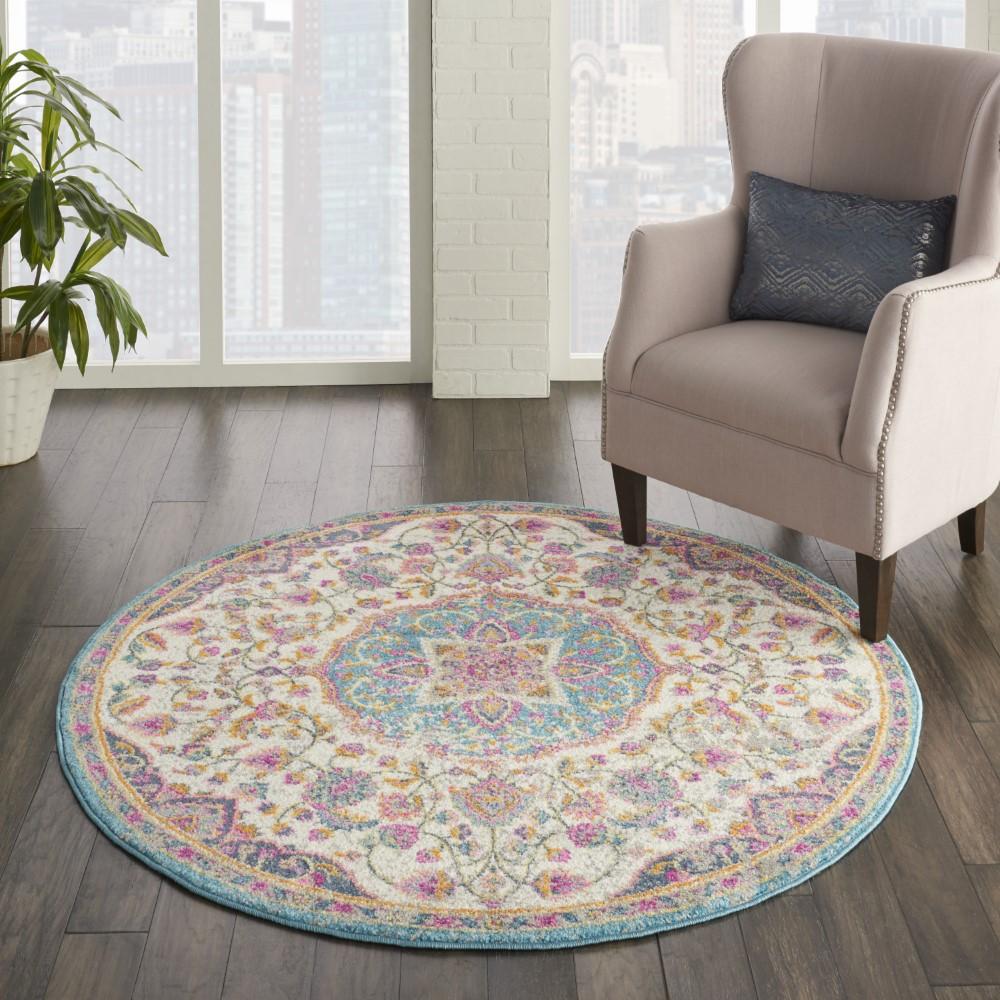 Nourison - Passion Bohemian Ivory Multi Colored 4 x ROUND Area Rug - PSN22-99446717665 veiw 2