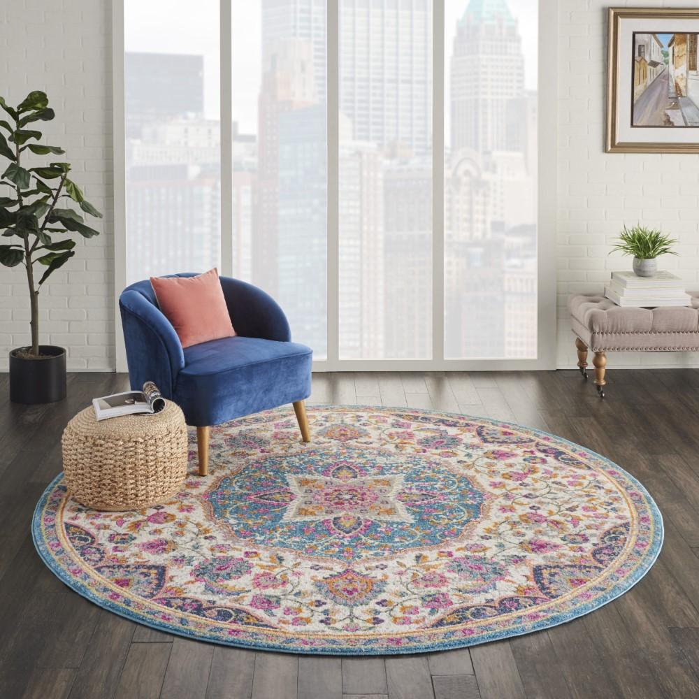 Nourison - Passion Bohemian Ivory Multi Colored 8 x ROUND Area Rug - PSN22-99446717849 veiw 2