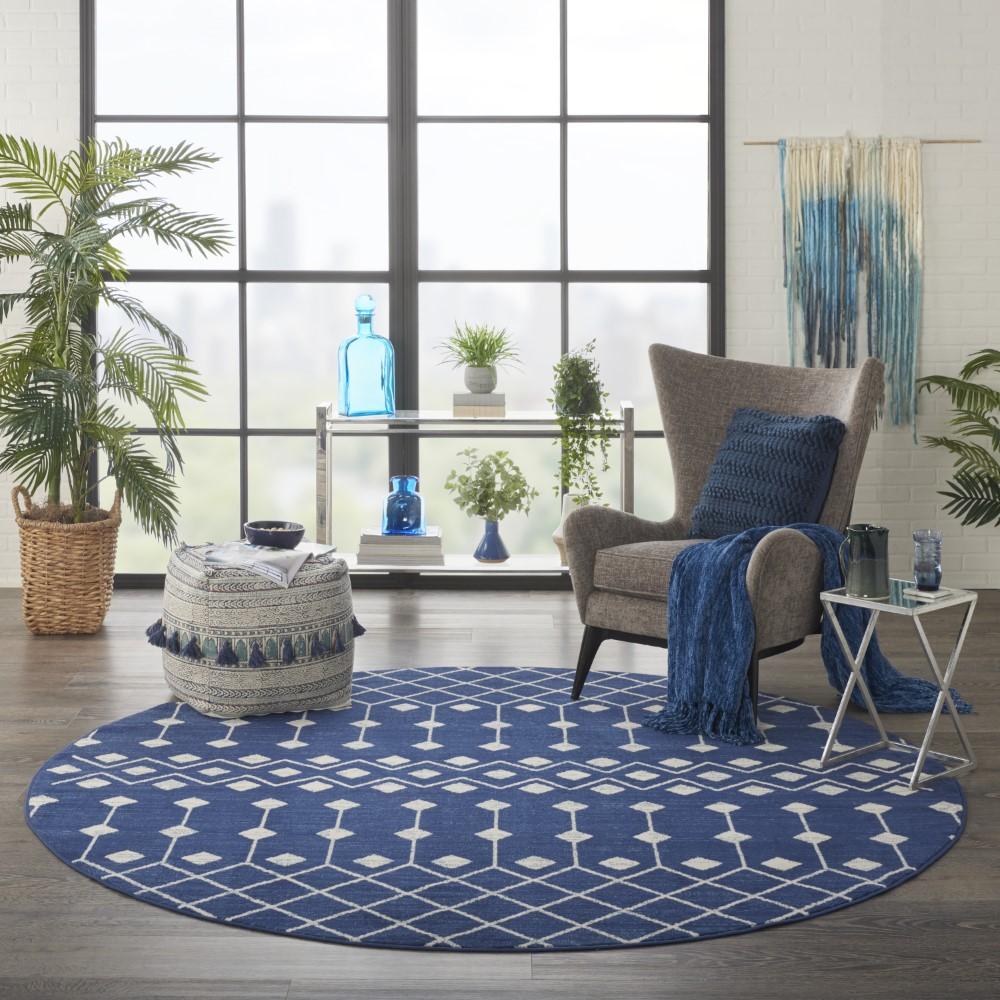 Nourison - Grafix 8 x Round Navy Area Rug - GRF37-99446753397 veiw 2