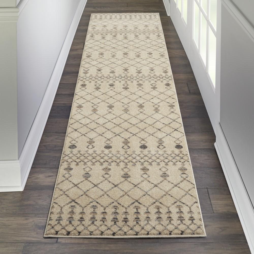 Nourison - Palermo 22in x 76in Beige and Bone Distressed Bohemian Area Rug - PMR03-99446719843_CLOSEOUT veiw 2