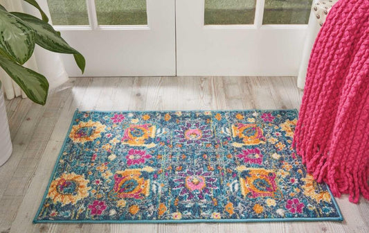 Nourison - Passion 22in x 34in Blue Multicolor Small Boho Area Rug - PSN01-99446387509 veiw 2