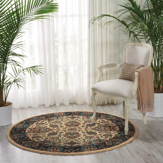 Nourison - 2020 NR201 White Multicolor 5 x Round Area Rug - NR201-99446363619 - CLOSEOUT veiw 2