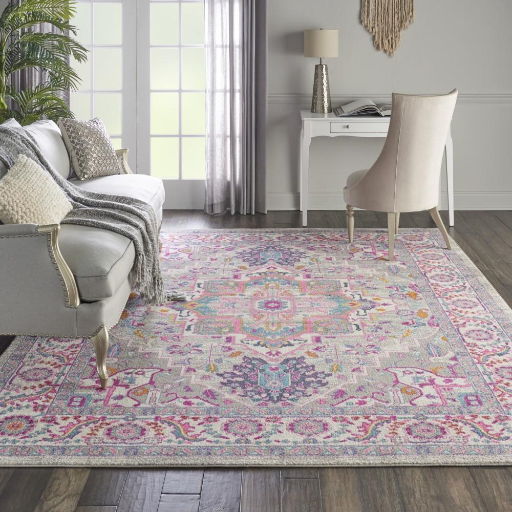 Nourison - Passion PSN20 Light Grey/Pink 67in x 96in Large Rug - PSN20-99446486776 veiw 2