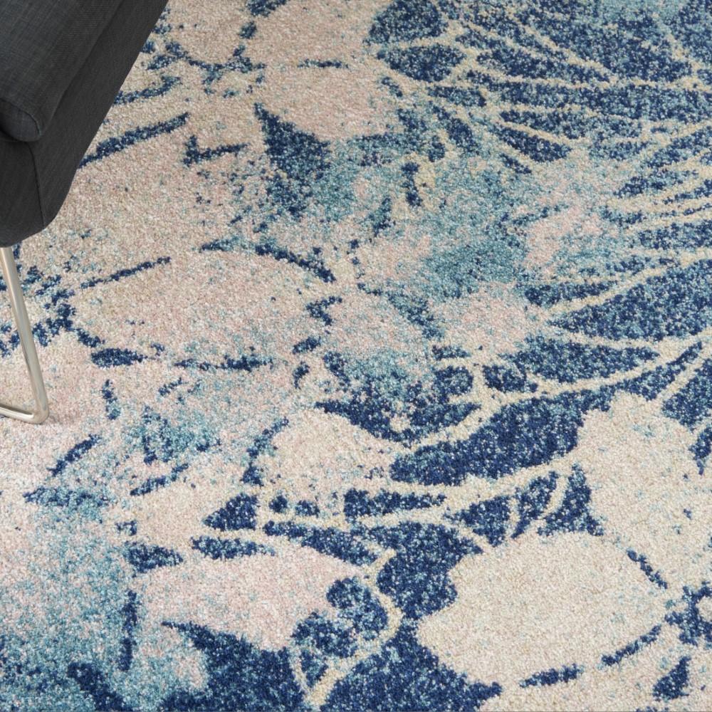 Nourison - Tranquil TRA08 Navy Blue and White 53in x 73in Ombre Floral Area Rug - TRA08-99446486028 veiw 3