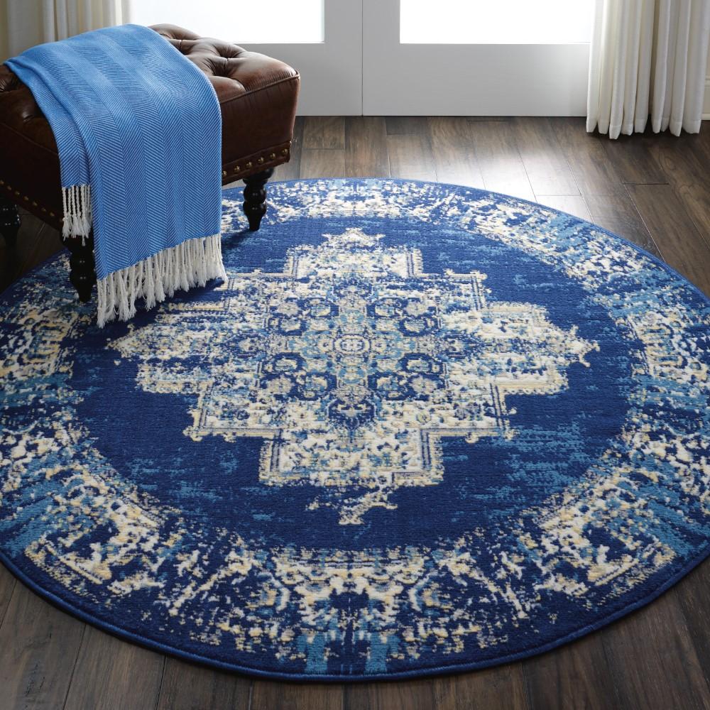 Nourison - Grafix GRF14 Blue 53in x Round Area Rug - GRF14-99446459008 veiw 2