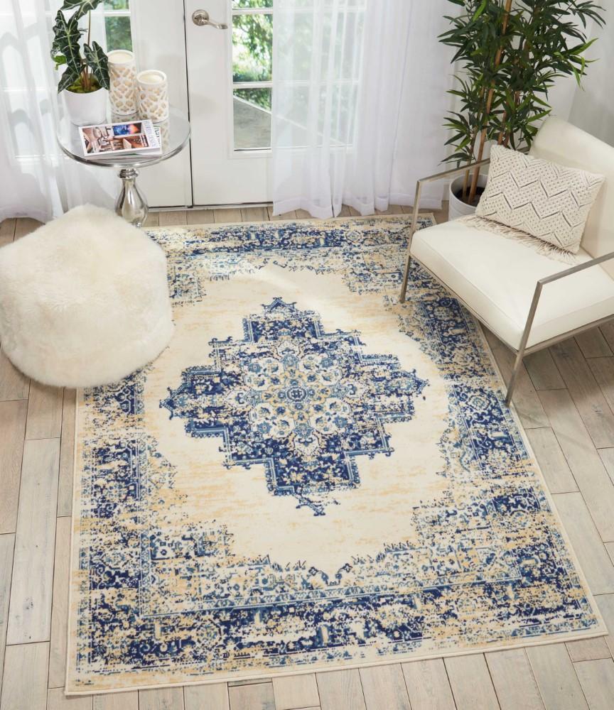 Nourison - Grafix GRF14 White and Blue 53in x 73in Area Rug - GRF14-99446411747 veiw 2