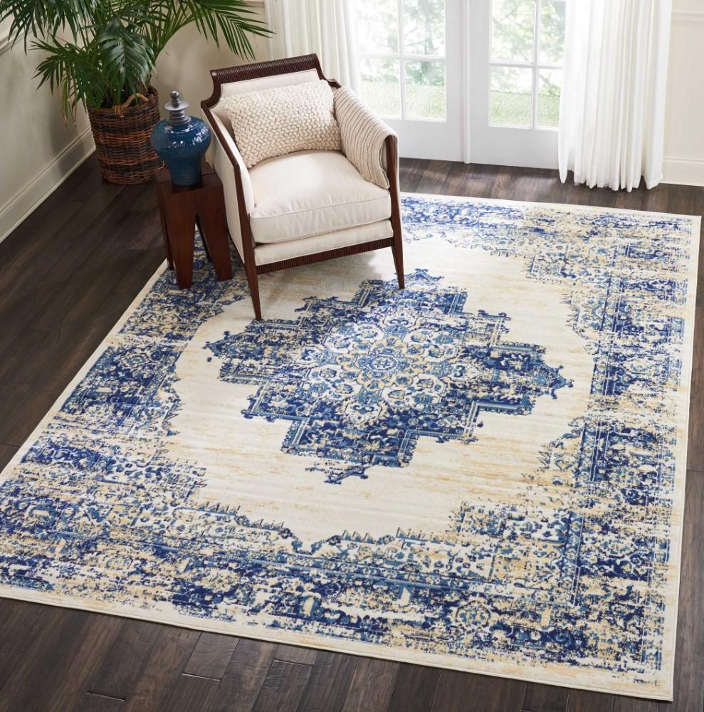 Nourison - Grafix GRF14 White and Blue 710in x 910in Large Rug - GRF14-99446411754 veiw 2