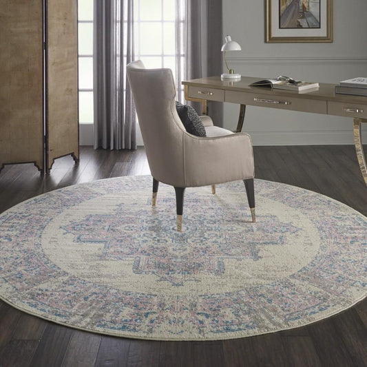 Nourison - Grafix GRF14 White and Pink 8 x Round Large Rug - GRF14-99446481627 veiw 2