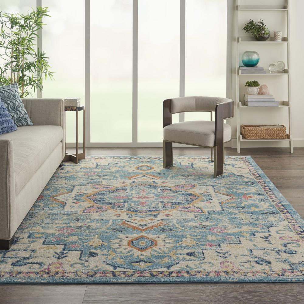 Nourison - Passion 8x 10 Ivory, Light Blue Bohemian Area Rug - PSN25-99446748027 veiw 2