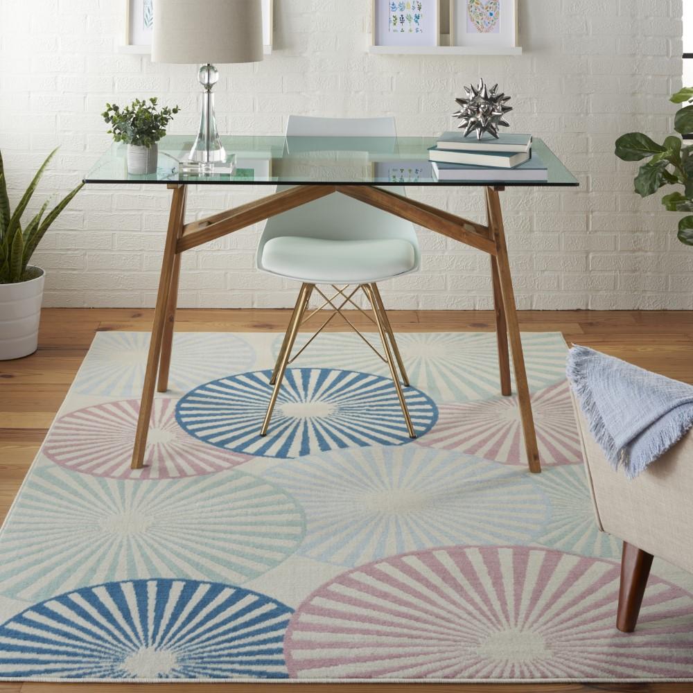 Nourison - Grafix GRF20 White and Blue 53in x 73in Area Rug - GRF20-99446477934 - CLOSEOUT veiw 2