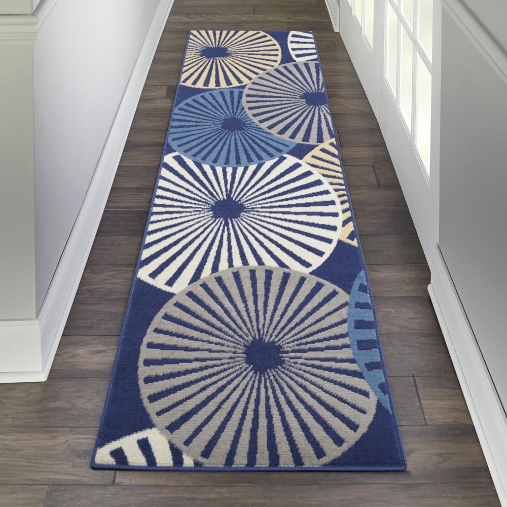 Nourison - Grafix GRF20 Navy and Cream White 23in x 76in Hallway Rug - GRF20-99446411983 - CLOSEOUT veiw 2