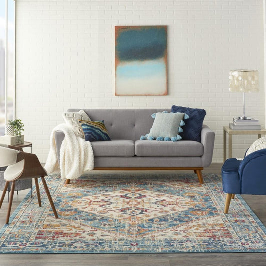 Nourison - Passion 67in x 96in Ivory Light Blue Area Rug - PSN23-99446734952 veiw 2