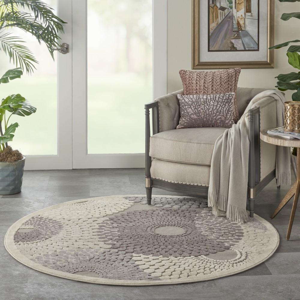 Nourison - Graphic Illusions GIL04 Bone 53in x Round Area Rug - GIL04-99446332448 - CLOSEOUT veiw 2