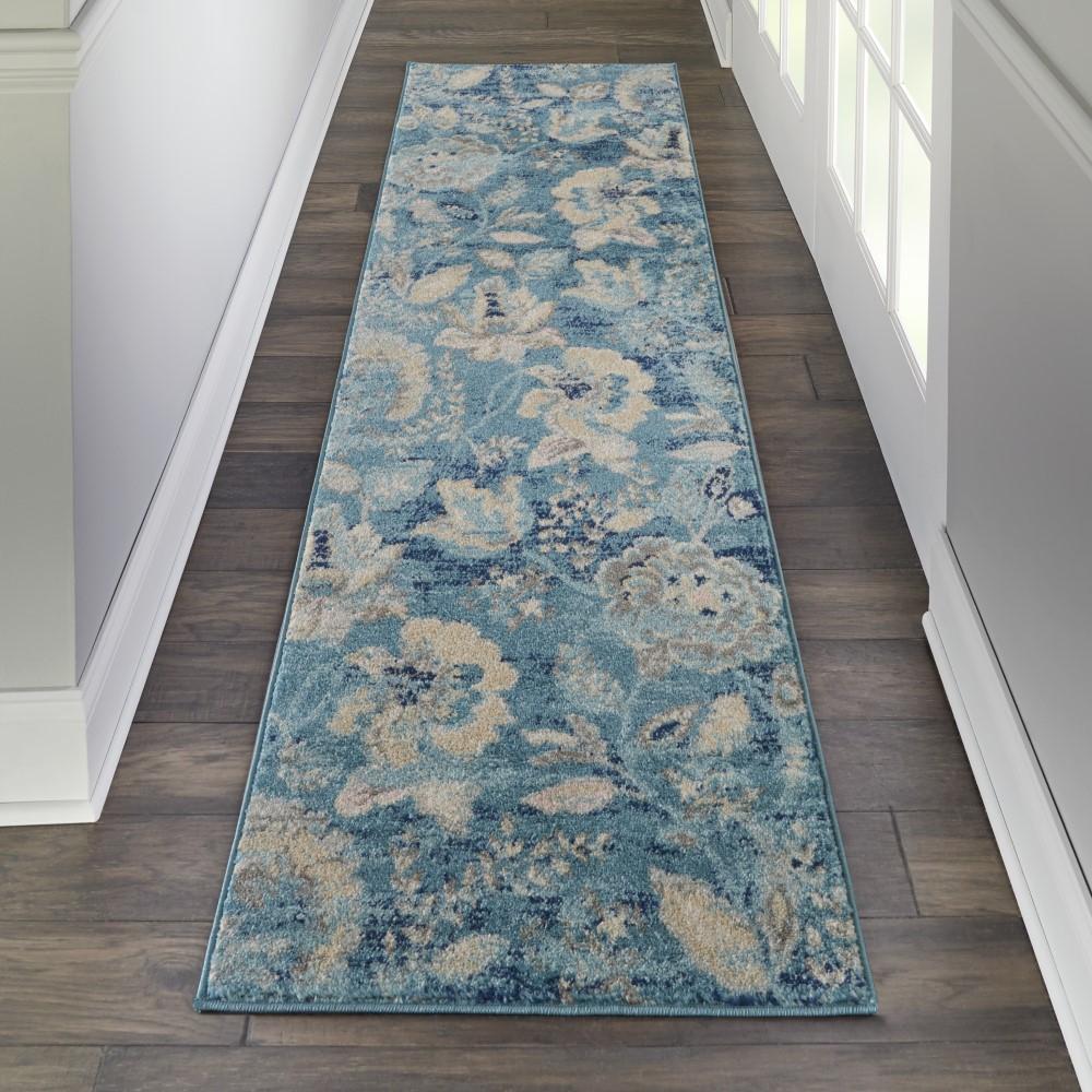 Nourison - Tranquil TRA02 Turquoise Blue and White 23in x 73in Hallway Rug - TRA02-99446483850 veiw 2