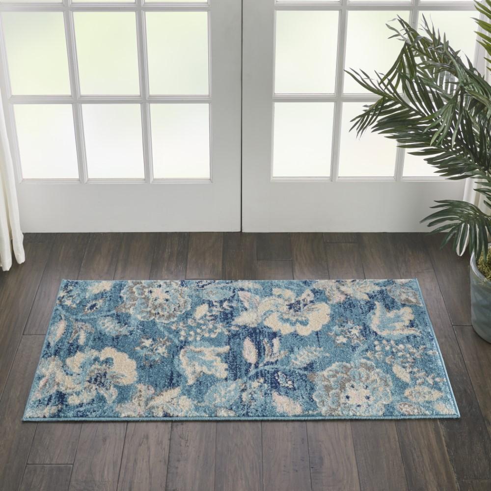 Nourison - Tranquil 2x4 Turquoise Blue and White French Country Small Rug - TRA02-99446483843 veiw 3