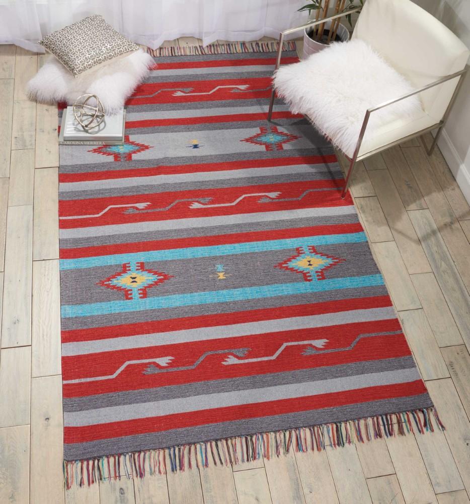 Nourison - Baja BAJ01 Bone and Red 36in x 56in Southwestern Area Rug - BAJ01-99446395351 veiw 2