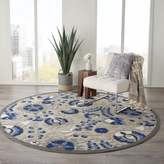 Nourison - Aloha 710in x Round Blue Patio Area Rug - ALH17-99446739223 veiw 2